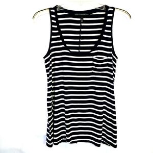 White House Black Market Navy Blue & White Striped Tank Top Size XS